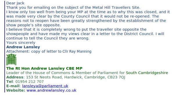 Email from Andrew Lansley MP